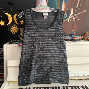 Lavish Black Textured Striped Tank Top M